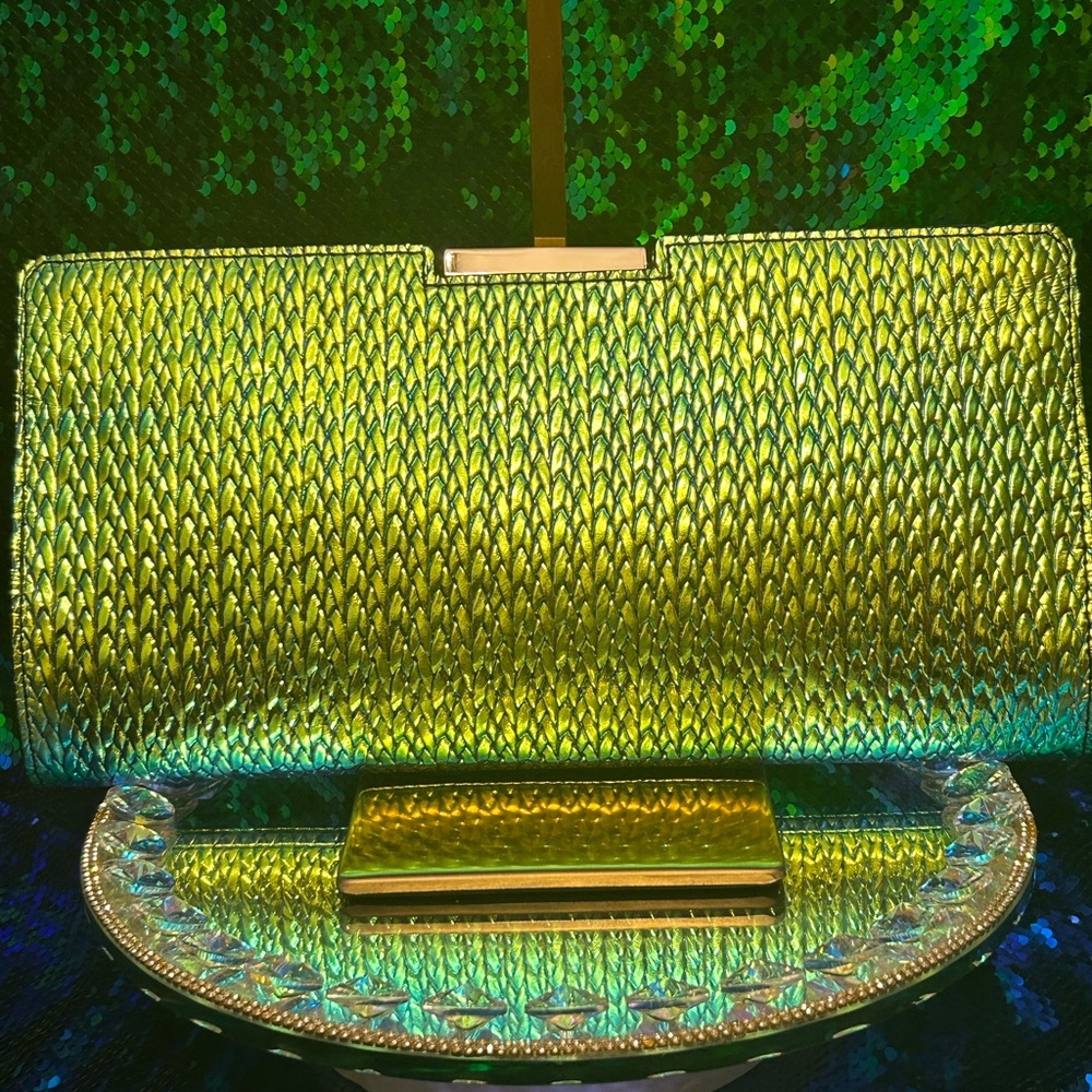 Milly Hologram Frame Clutch Bag Approx. 12 x 6 NWT
